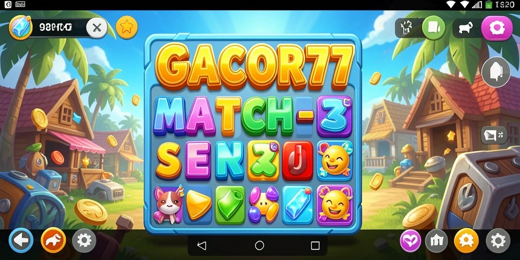 Tampilan gameplay seru dari GACOR77 dalam genre Match-3.