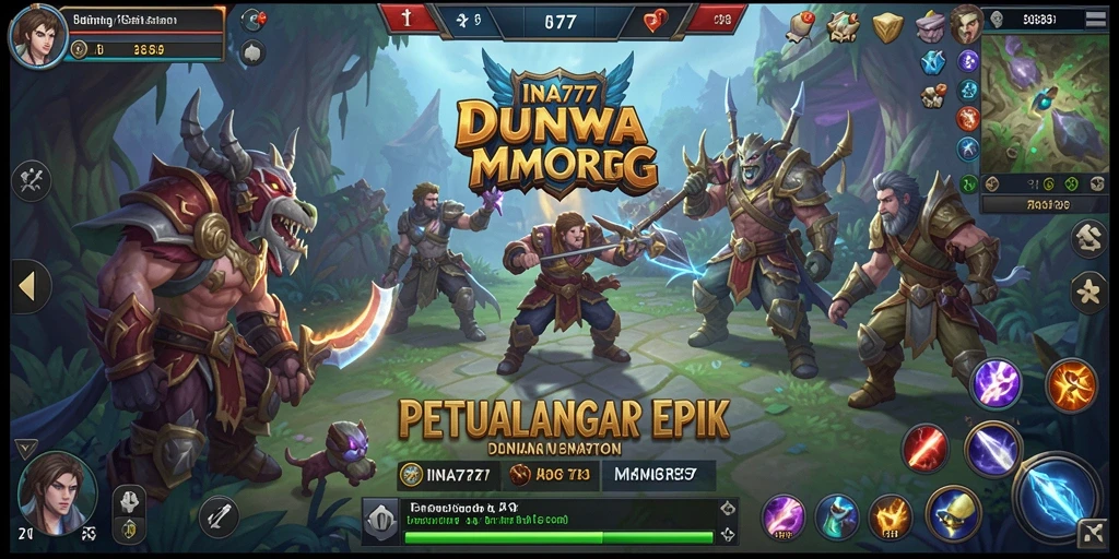 Screenshot menampilkan gameplay epik dari INA777 MMORPG.