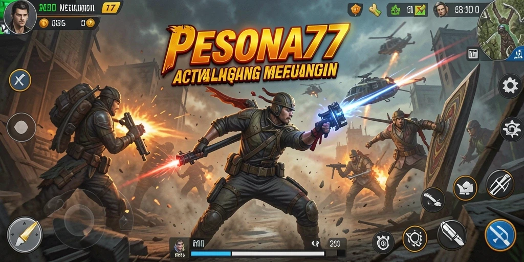 Tampilan dinamis dari gameplay PESONA77 dengan aksi yang menegangkan.